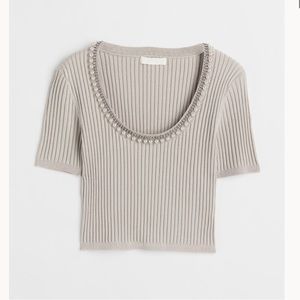 Rhinestone-embellished knit top